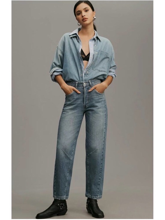 Pilcro Denim - Pilcro Anthropologie Reworked High Rise Taper Barrel Jeans Women’s Size‎ 30